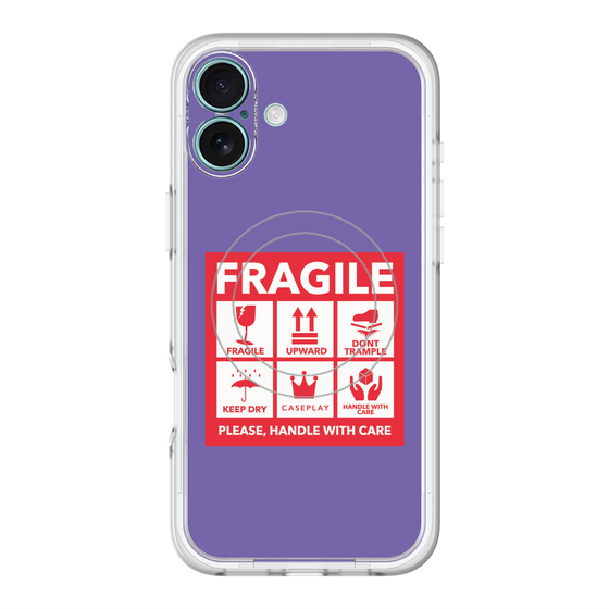 スリムプロテクションプレミアムケース with MagSafe［ FRAGILE Sticker - Purple ］