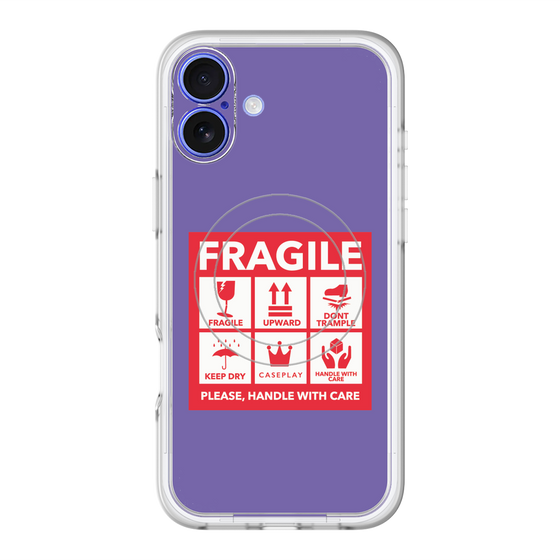 スリムプロテクションプレミアムケース with MagSafe［ FRAGILE Sticker - Purple ］