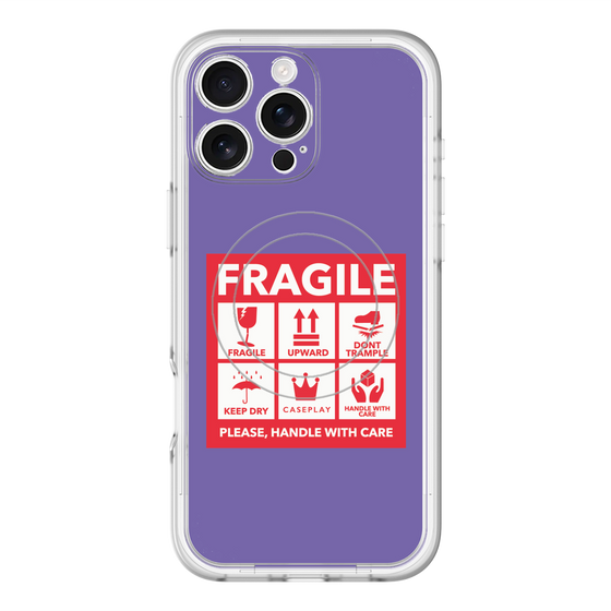 スリムプロテクションプレミアムケース with MagSafe［ FRAGILE Sticker - Purple ］