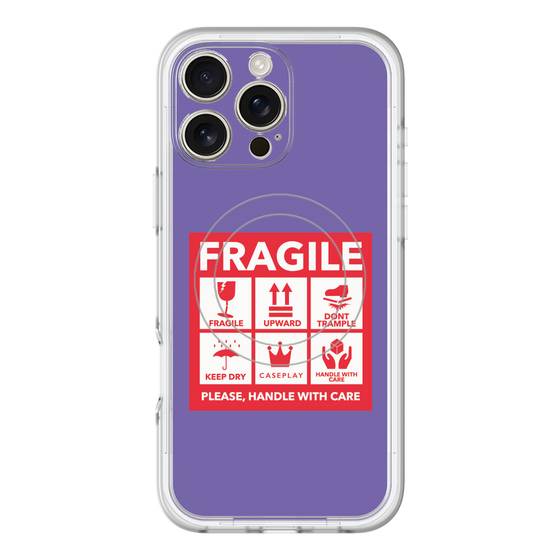 スリムプロテクションプレミアムケース with MagSafe［ FRAGILE Sticker - Purple ］