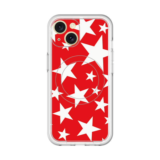 スリムプロテクションプレミアムケース with MagSafe［ Stars - Red ］