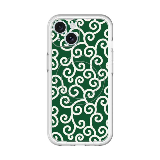 スリムプロテクションプレミアムケース with MagSafe［ 唐草模様 - Green ］