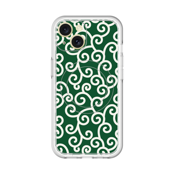 スリムプロテクションプレミアムケース with MagSafe［ 唐草模様 - Green ］