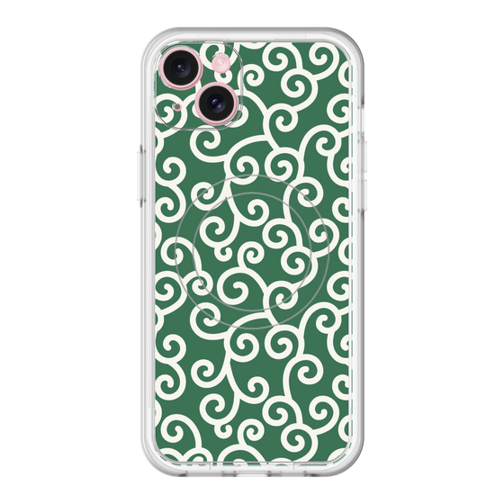 スリムプロテクションプレミアムケース with MagSafe［ 唐草模様 - Green ］
