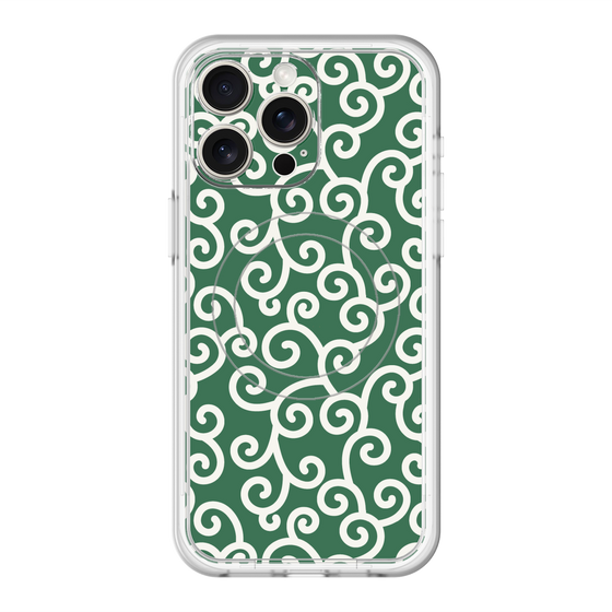 スリムプロテクションプレミアムケース with MagSafe［ 唐草模様 - Green ］