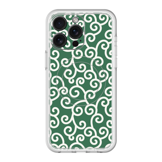 スリムプロテクションプレミアムケース with MagSafe［ 唐草模様 - Green ］