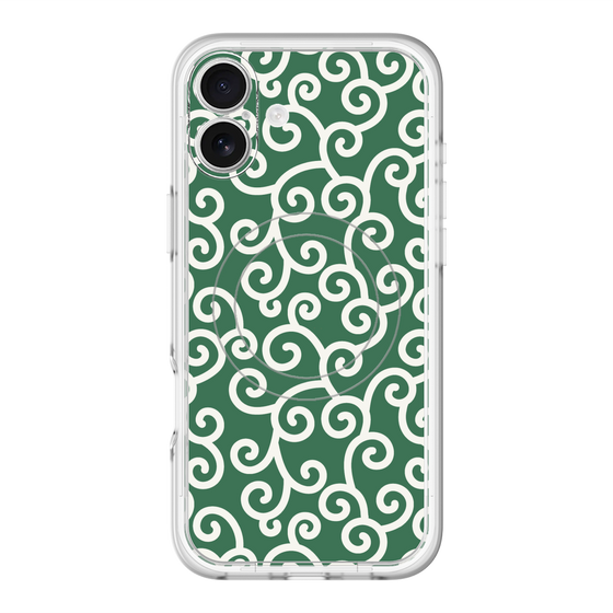 スリムプロテクションプレミアムケース with MagSafe［ 唐草模様 - Green ］
