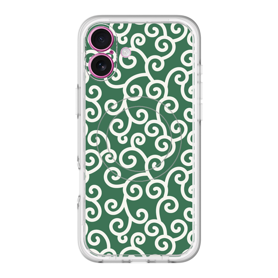 スリムプロテクションプレミアムケース with MagSafe［ 唐草模様 - Green ］