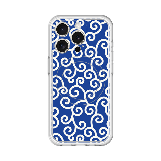 スリムプロテクションプレミアムケース with MagSafe［ 唐草模様 - Blue ］