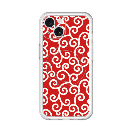 スリムプロテクションプレミアムケース with MagSafe［ 唐草模様 - Red ］
