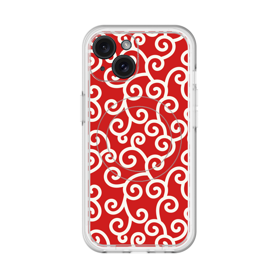 スリムプロテクションプレミアムケース with MagSafe［ 唐草模様 - Red ］