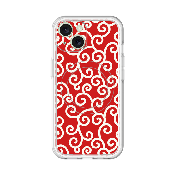 スリムプロテクションプレミアムケース with MagSafe［ 唐草模様 - Red ］