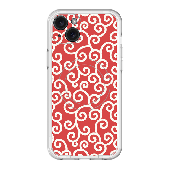 スリムプロテクションプレミアムケース with MagSafe［ 唐草模様 - Red ］