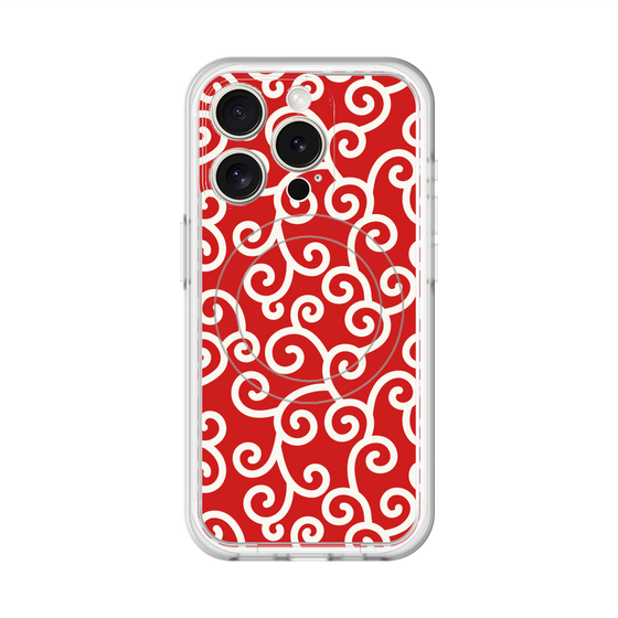 スリムプロテクションプレミアムケース with MagSafe［ 唐草模様 - Red ］