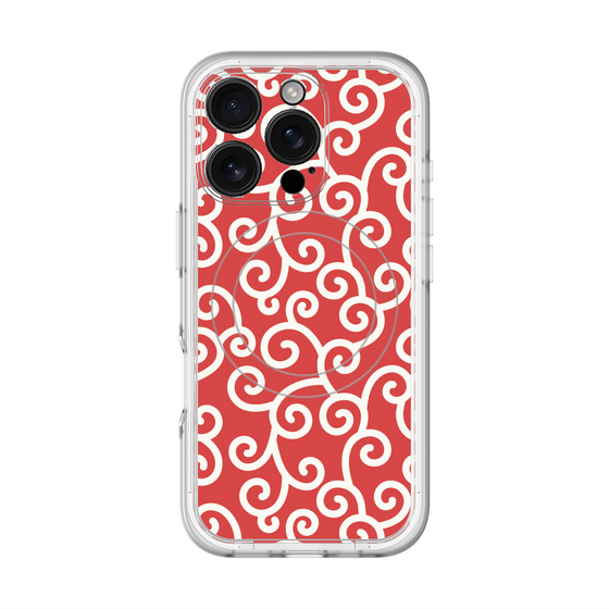 スリムプロテクションプレミアムケース with MagSafe［ 唐草模様 - Red ］