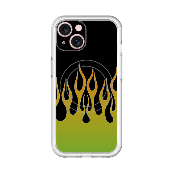 スリムプロテクションプレミアムケース with MagSafe［ 炎 - Green ］