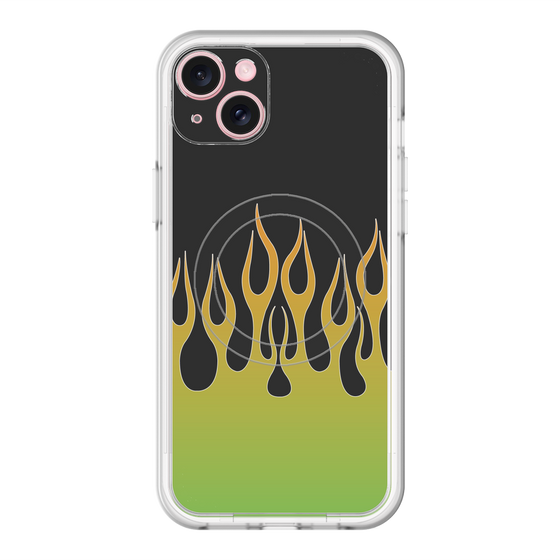 スリムプロテクションプレミアムケース with MagSafe［ 炎 - Green ］