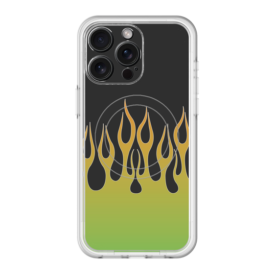 スリムプロテクションプレミアムケース with MagSafe［ 炎 - Green ］