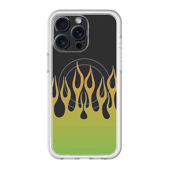 スリムプロテクションプレミアムケース with MagSafe［ 炎 - Green ］