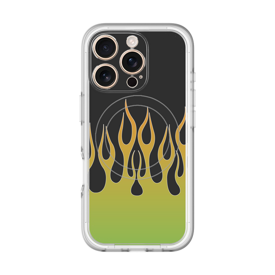 スリムプロテクションプレミアムケース with MagSafe［ 炎 - Green ］