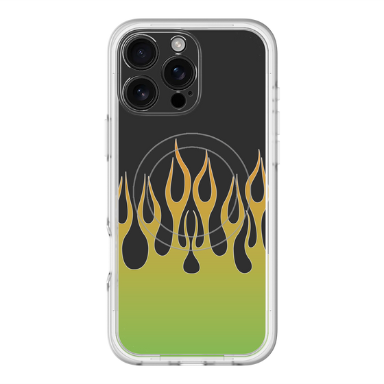 スリムプロテクションプレミアムケース with MagSafe［ 炎 - Green ］