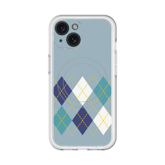 スリムプロテクションプレミアムケース with MagSafe［ Nordic Argyle - Blue ］
