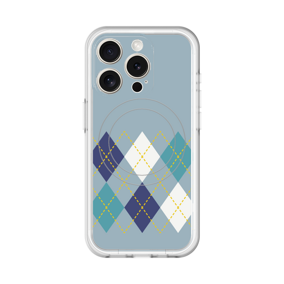 スリムプロテクションプレミアムケース with MagSafe［ Nordic Argyle - Blue ］
