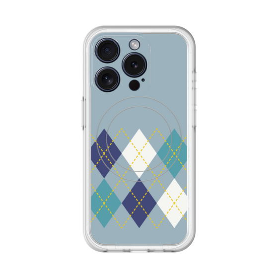 スリムプロテクションプレミアムケース with MagSafe［ Nordic Argyle - Blue ］