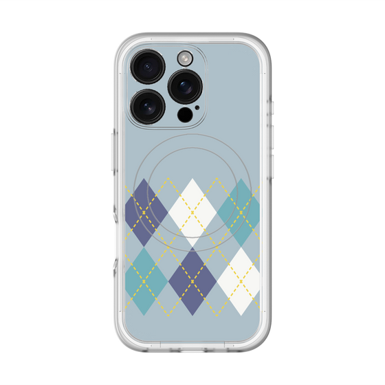 スリムプロテクションプレミアムケース with MagSafe［ Nordic Argyle - Blue ］