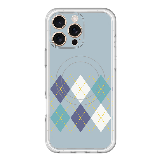 スリムプロテクションプレミアムケース with MagSafe［ Nordic Argyle - Blue ］