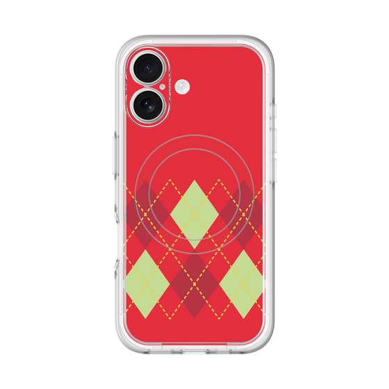 スリムプロテクションプレミアムケース with MagSafe［ Nordic Argyle - Red ］