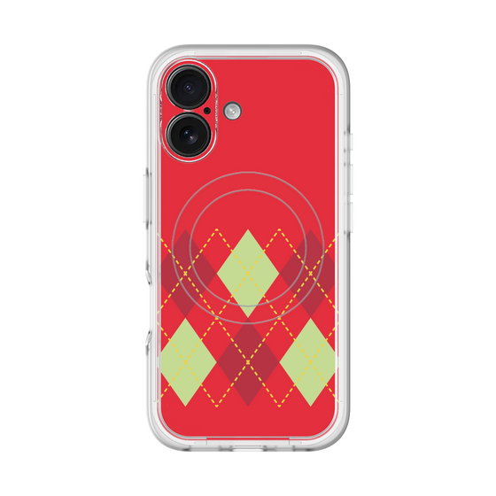 スリムプロテクションプレミアムケース with MagSafe［ Nordic Argyle - Red ］