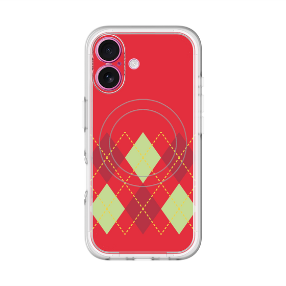 スリムプロテクションプレミアムケース with MagSafe［ Nordic Argyle - Red ］