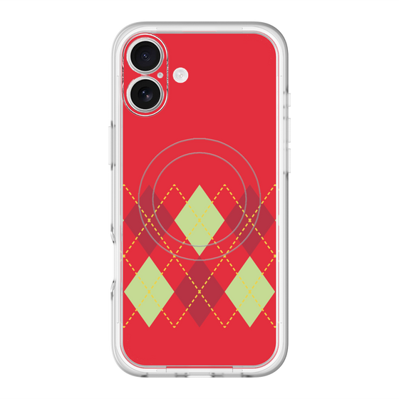 スリムプロテクションプレミアムケース with MagSafe［ Nordic Argyle - Red ］