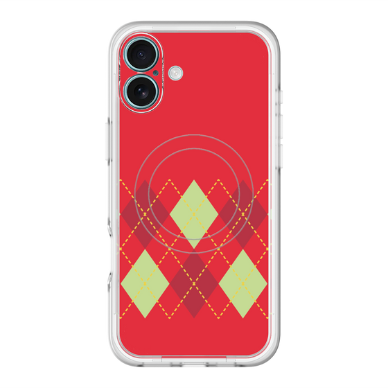 スリムプロテクションプレミアムケース with MagSafe［ Nordic Argyle - Red ］