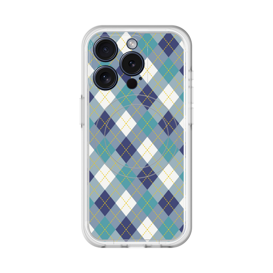 スリムプロテクションプレミアムケース with MagSafe［ Argyle - Blue ］