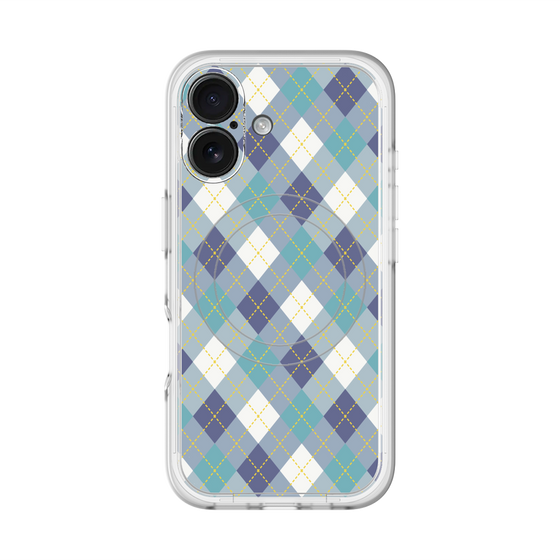 スリムプロテクションプレミアムケース with MagSafe［ Argyle - Blue ］