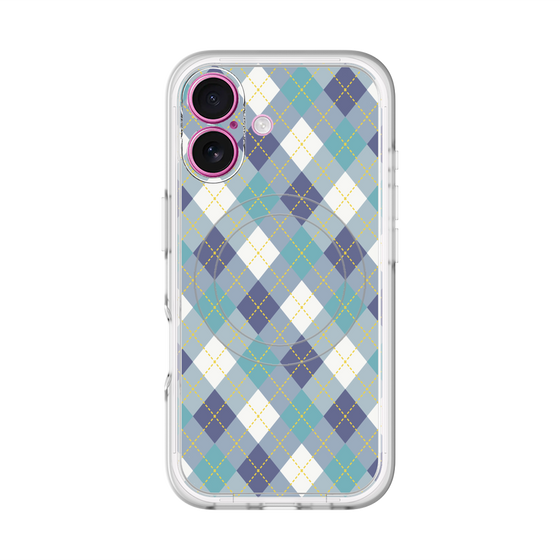 スリムプロテクションプレミアムケース with MagSafe［ Argyle - Blue ］