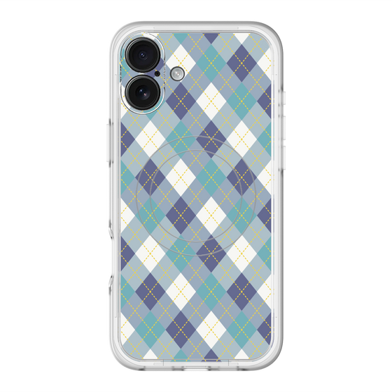 スリムプロテクションプレミアムケース with MagSafe［ Argyle - Blue ］
