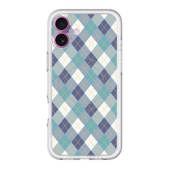 スリムプロテクションプレミアムケース with MagSafe［ Argyle - Blue ］