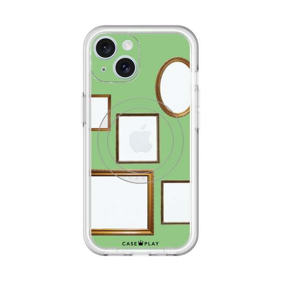 スリムプロテクションプレミアムケース with MagSafe［ Photo Frames - Light Green ］