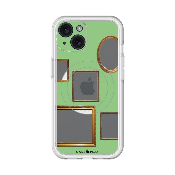 スリムプロテクションプレミアムケース with MagSafe［ Photo Frames - Light Green ］