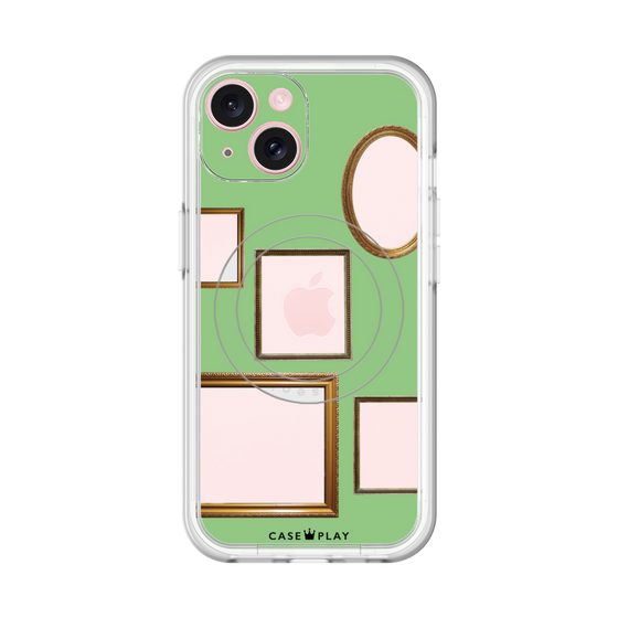 スリムプロテクションプレミアムケース with MagSafe［ Photo Frames - Light Green ］