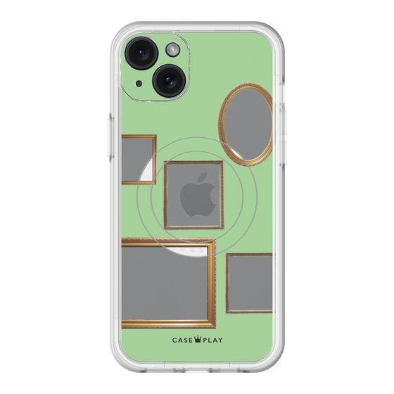 スリムプロテクションプレミアムケース with MagSafe［ Photo Frames - Light Green ］