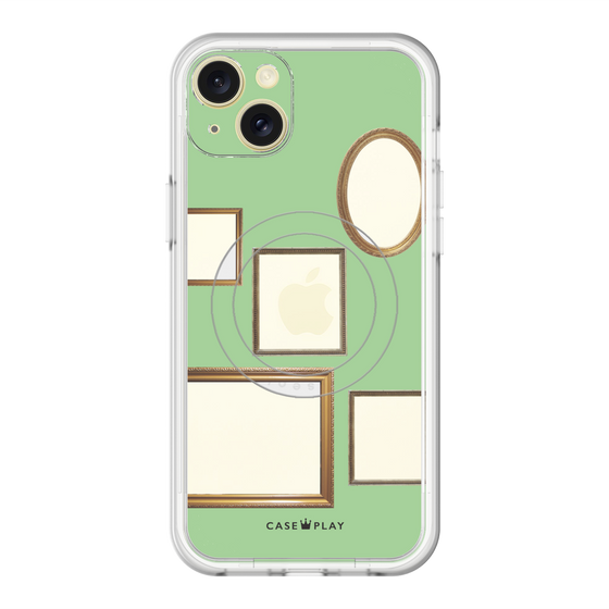 スリムプロテクションプレミアムケース with MagSafe［ Photo Frames - Light Green ］