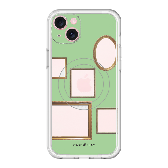 スリムプロテクションプレミアムケース with MagSafe［ Photo Frames - Light Green ］