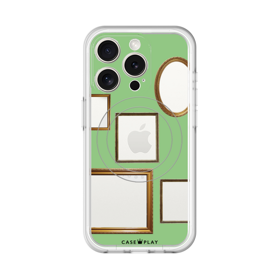 スリムプロテクションプレミアムケース with MagSafe［ Photo Frames - Light Green ］