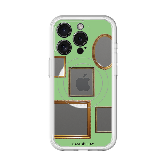 スリムプロテクションプレミアムケース with MagSafe［ Photo Frames - Light Green ］