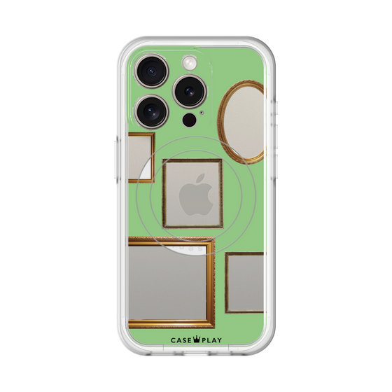 スリムプロテクションプレミアムケース with MagSafe［ Photo Frames - Light Green ］