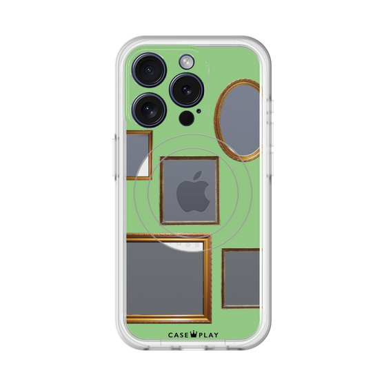 スリムプロテクションプレミアムケース with MagSafe［ Photo Frames - Light Green ］